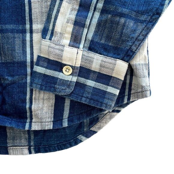 NWOT Taylor Stitch x Stetson The California Indigo Plaid Sz38 Chest 40 Blue - Picture 9 of 11